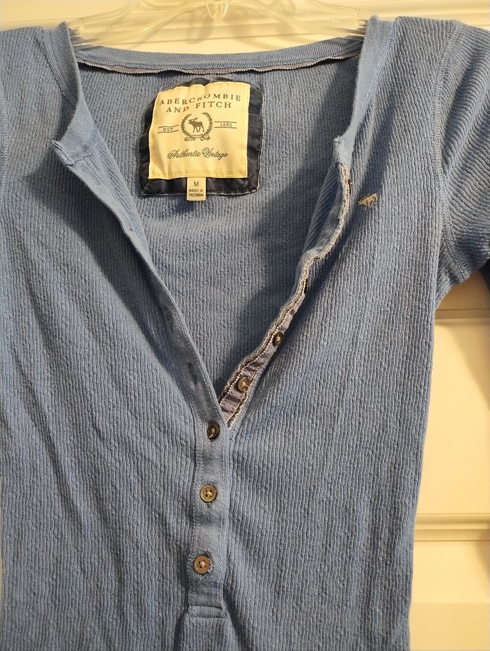 Abercrombie & Fitch Light Blue Long Sleeve Henley Top - Picture 5 of 11